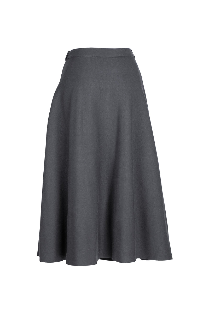 Dark Gray Pleated Midi Skirt