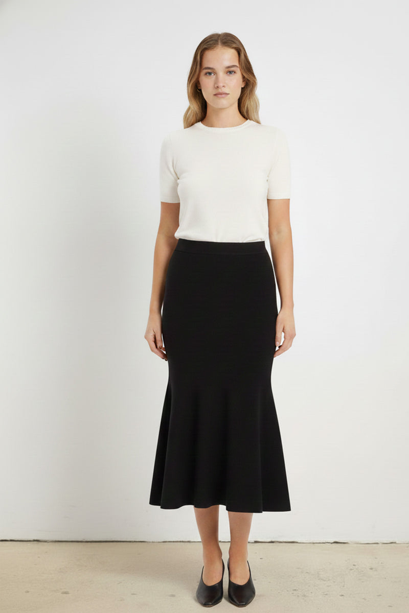 Black Ruffled Fishtail Skirt