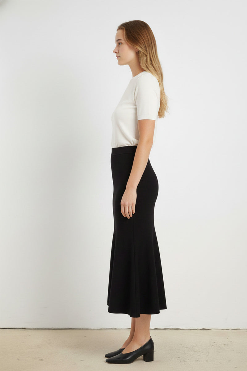 Black Ruffled Fishtail Skirt