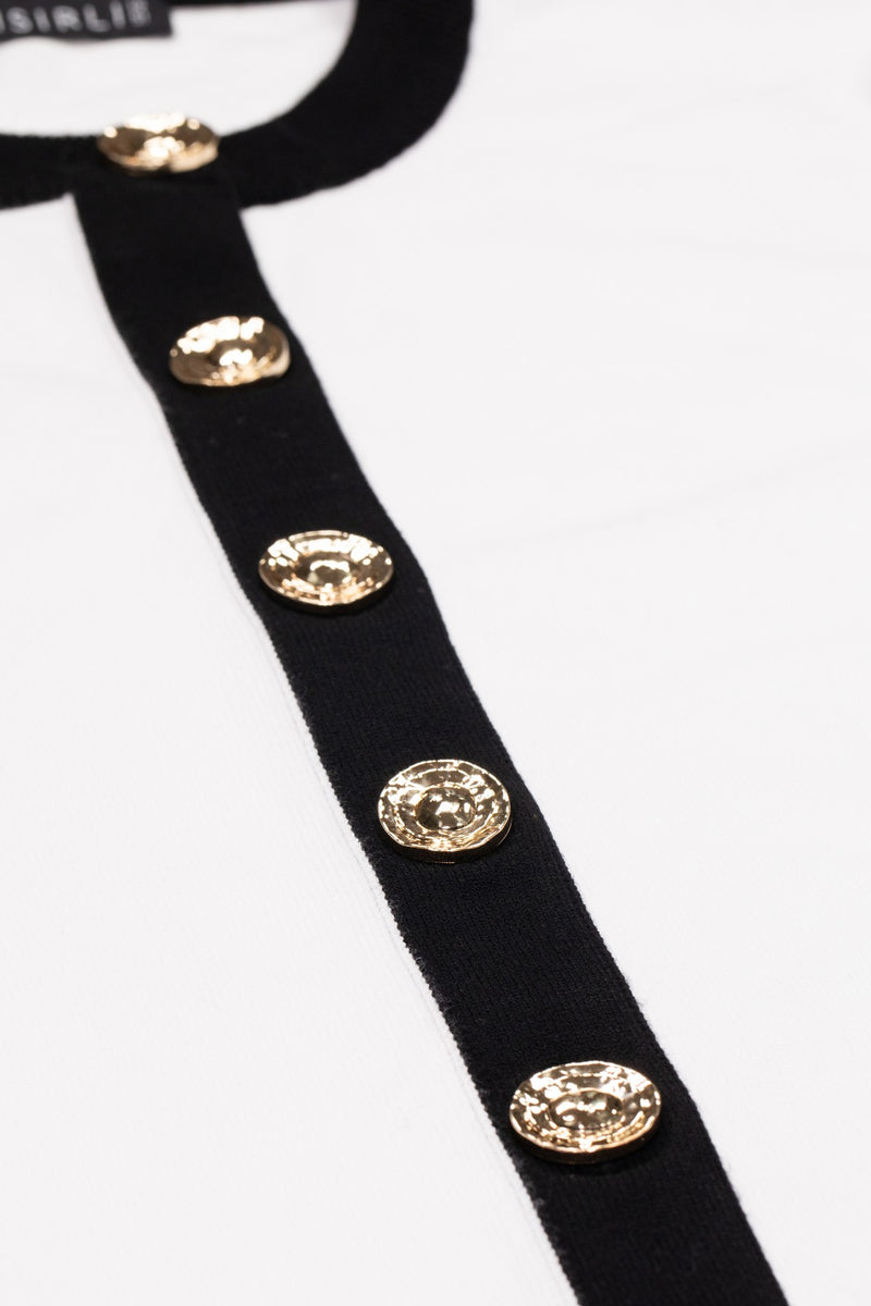 Ecru-Black-Bordered Women's Cardigan