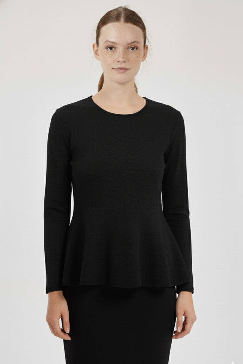 Black Peplum Knitwear Women's Sweater