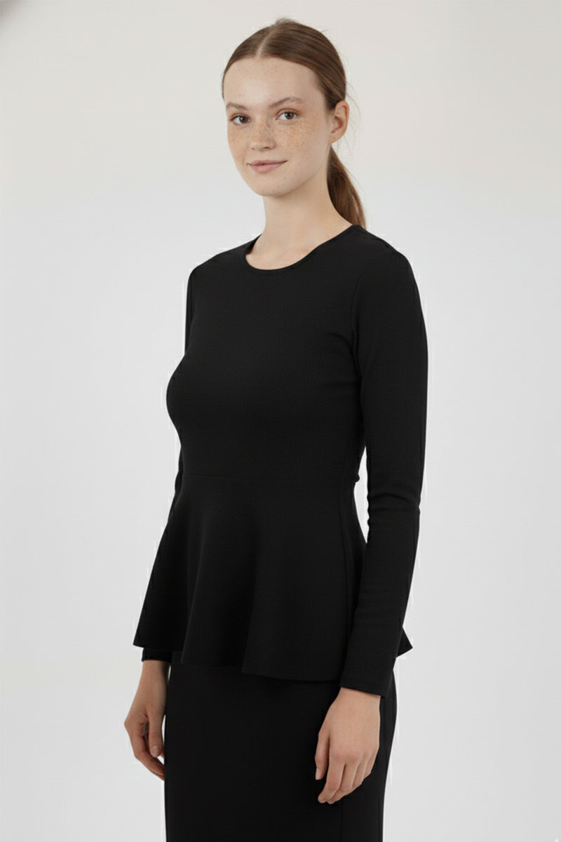 Black Peplum Knitwear Women's Sweater
