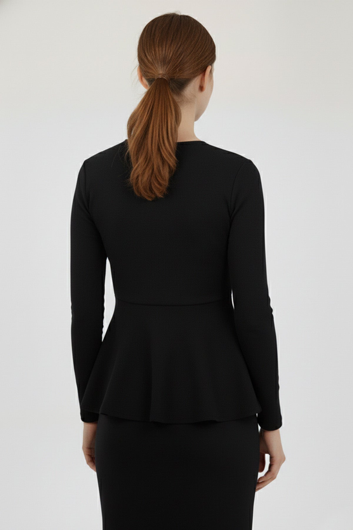 Black Peplum Knitwear Women's Sweater
