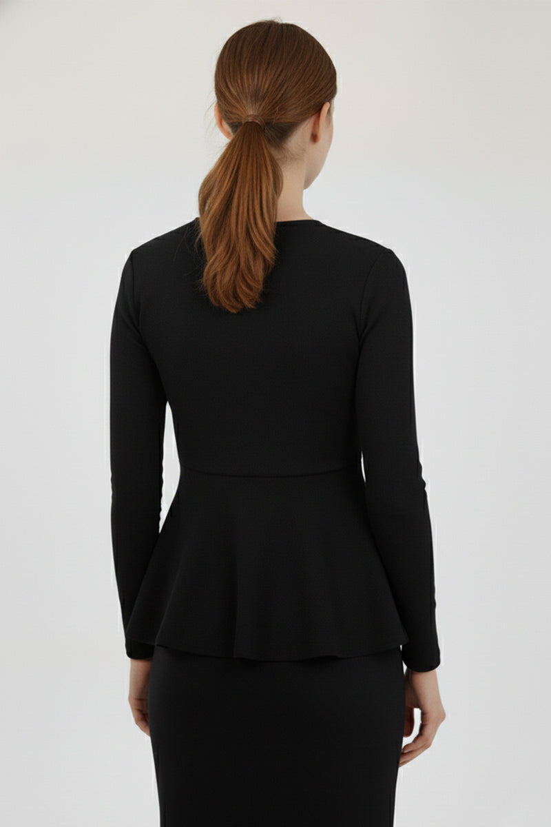 Black Peplum Knitwear Women's Sweater