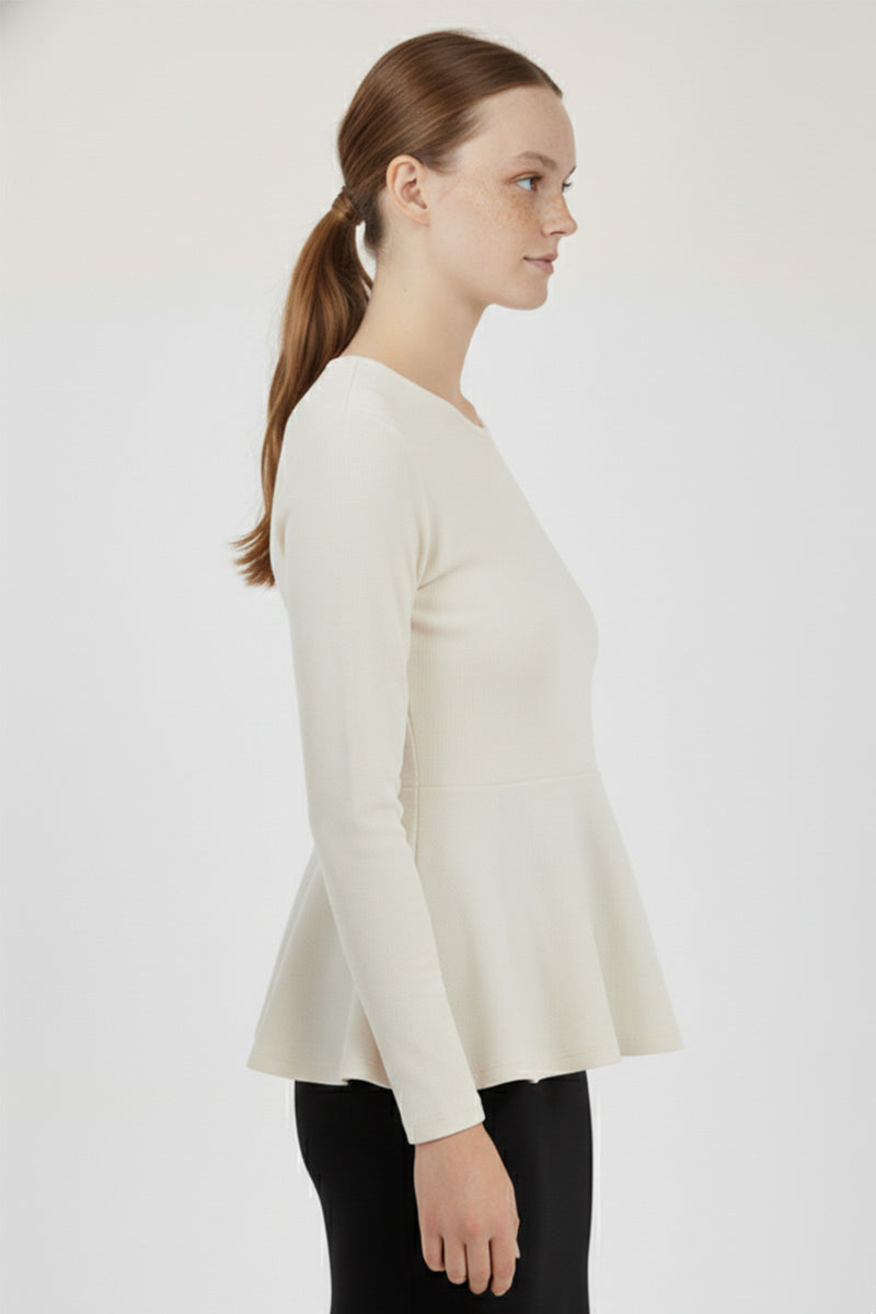 Ecru Peplum Knit Women's Sweater