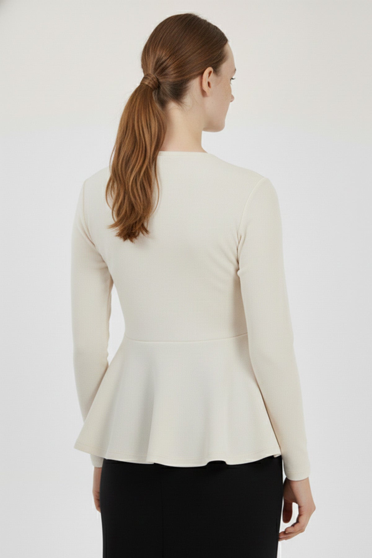 Ecru Peplum Knit Women's Sweater