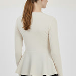 Ecru Peplum Knit Women's Sweater