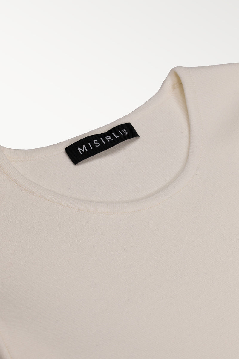 Ecru Peplum Knit Women's Sweater