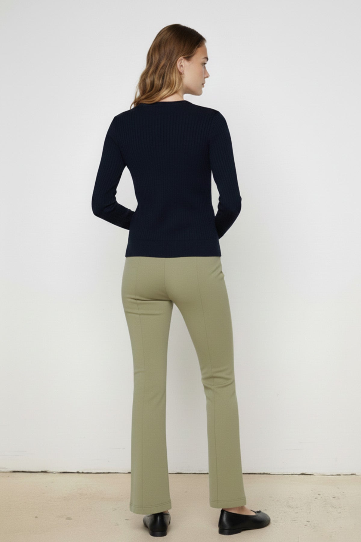 Green Wide Leg Crop Women's Trousers