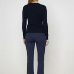 Navy Wide Leg Cropped Women's Pants