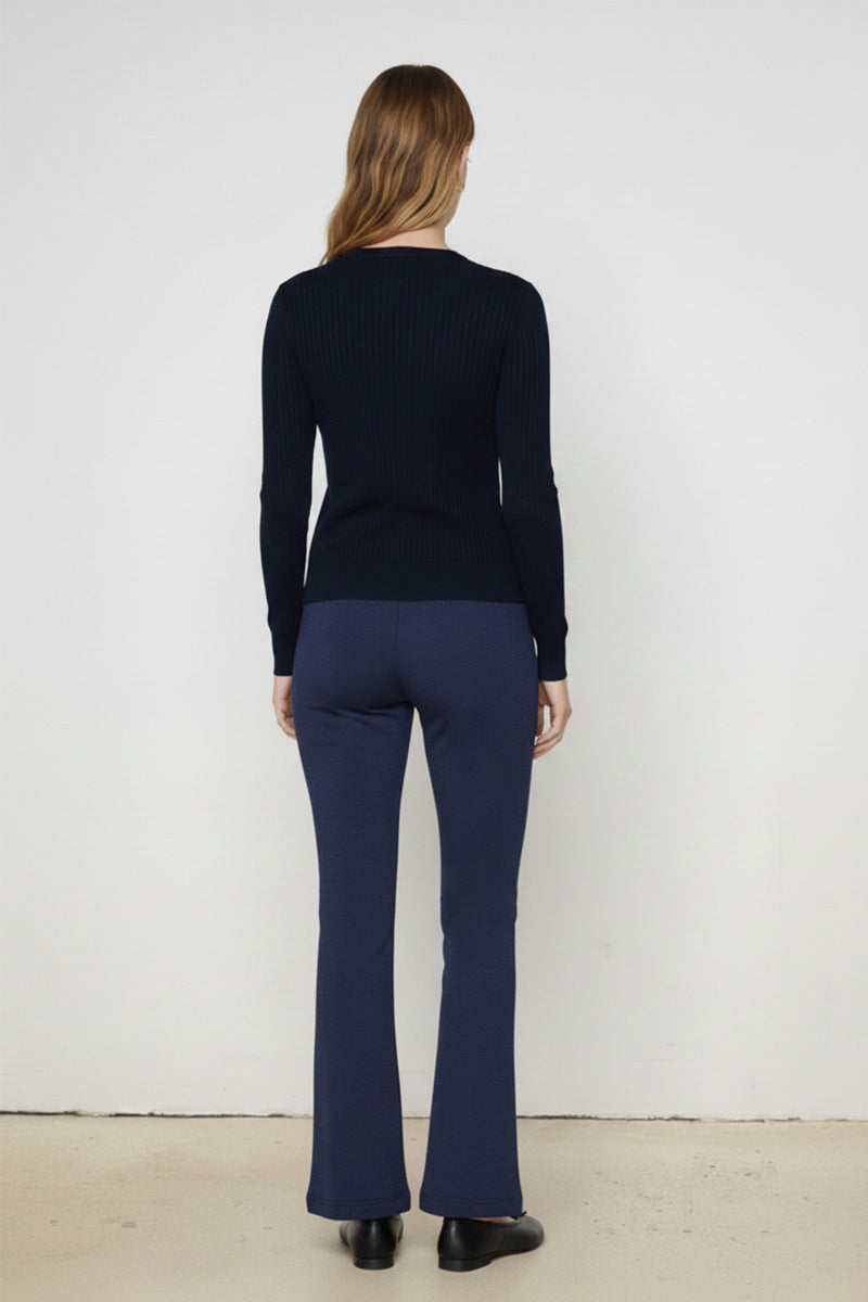 Navy Wide Leg Cropped Women's Pants