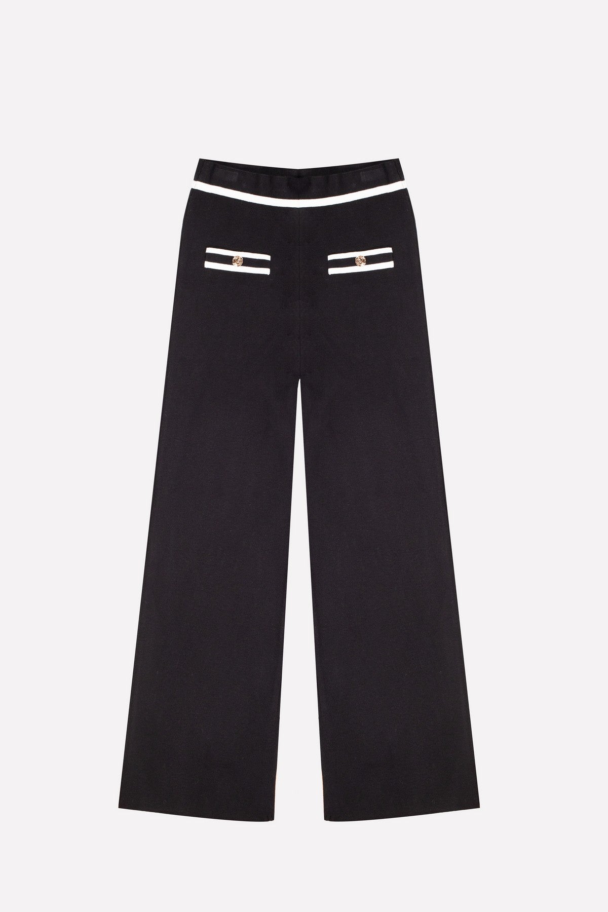 Black Ecru Wide-Leg Women's Pants