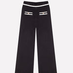 Black Ecru Wide-Leg Women's Pants