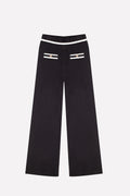 Black Ecru Wide-Leg Women's Pants