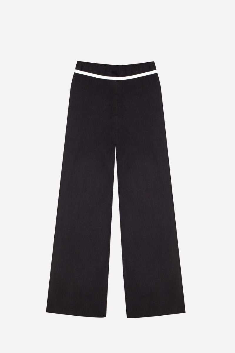 Black Ecru Wide-Leg Women's Pants