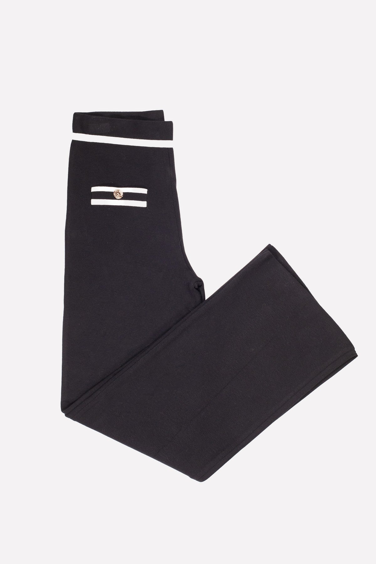 Black Ecru Wide-Leg Women's Pants