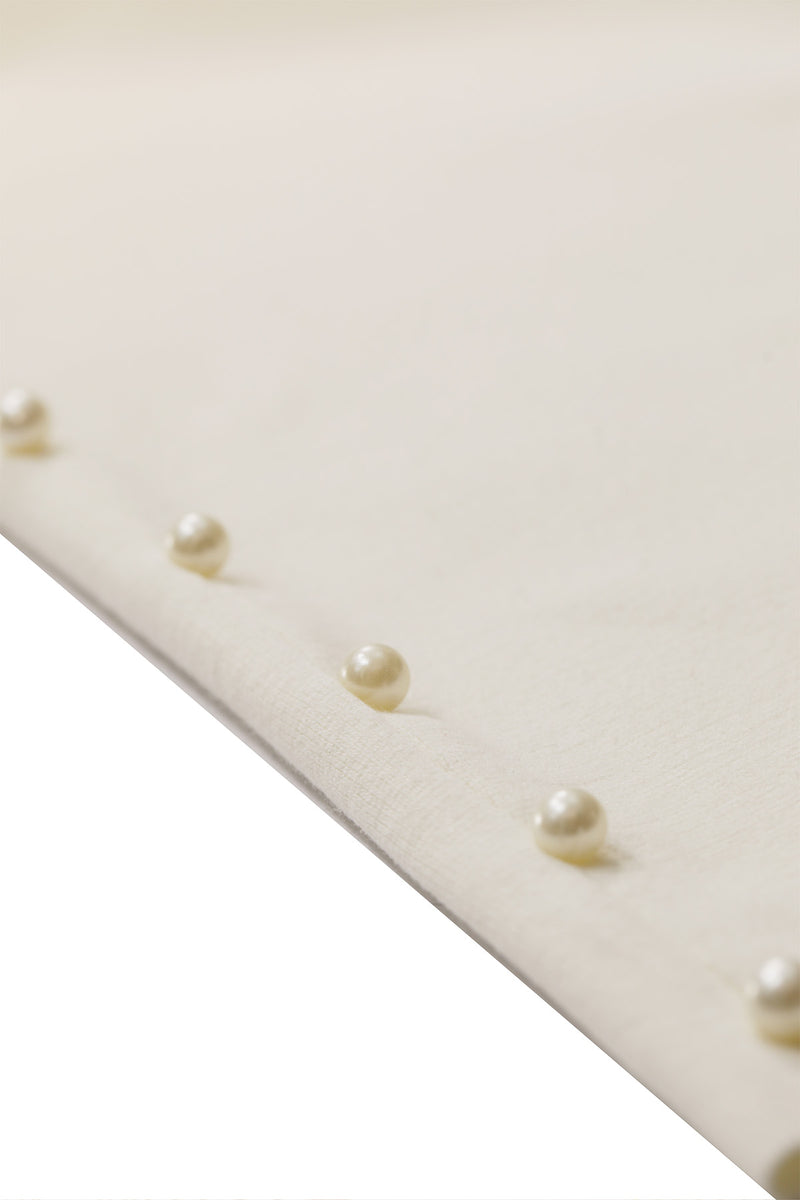 Ecru Cuffed Pearl Detail Women's Pants