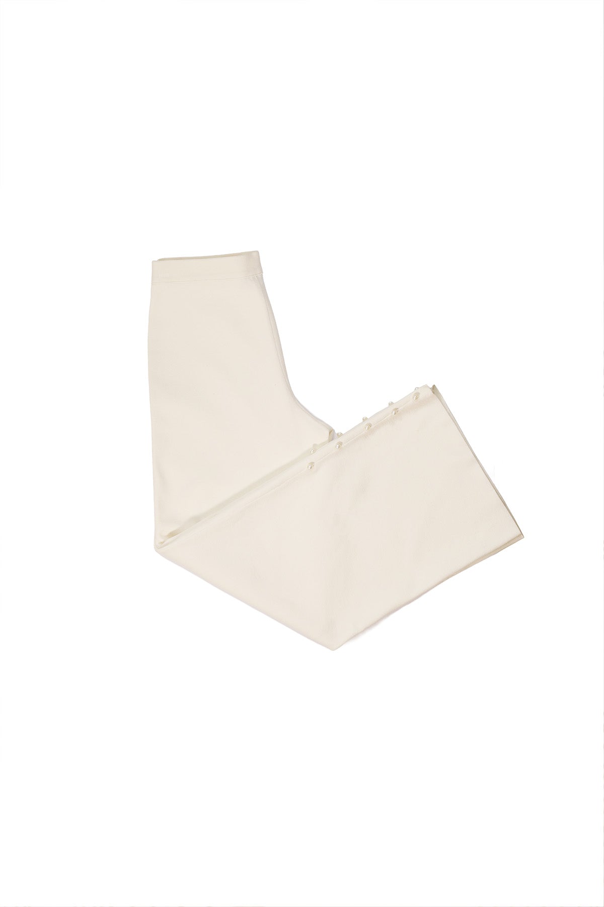 Ecru Cuffed Pearl Detail Women's Pants