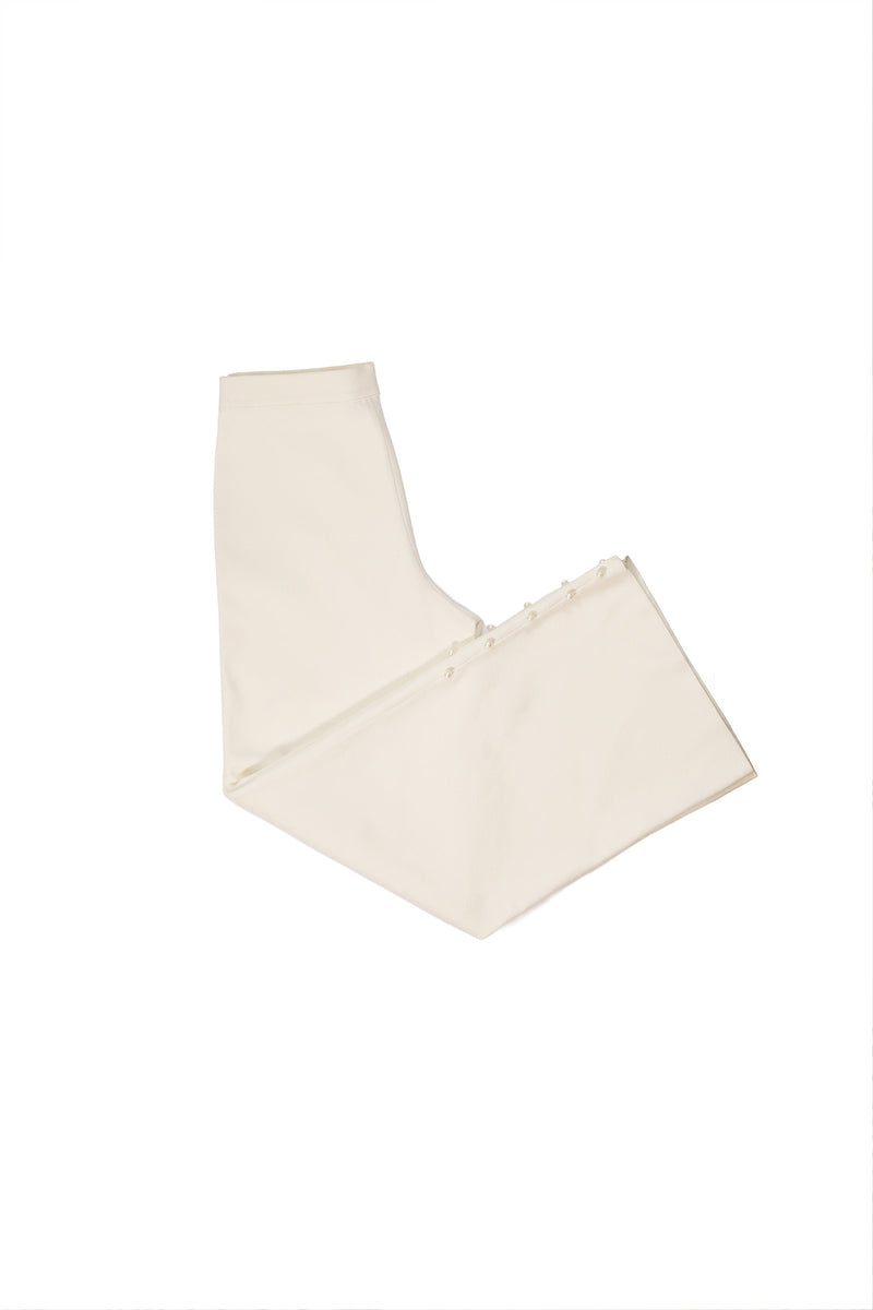 Ecru Cuffed Pearl Detail Women's Pants