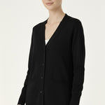 Black V-Neck Button-Up Women's Cardigan