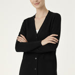 Black V-Neck Button-Up Women's Cardigan