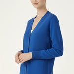 Saxe Blue V-Neck Buttoned Women's Cardigan