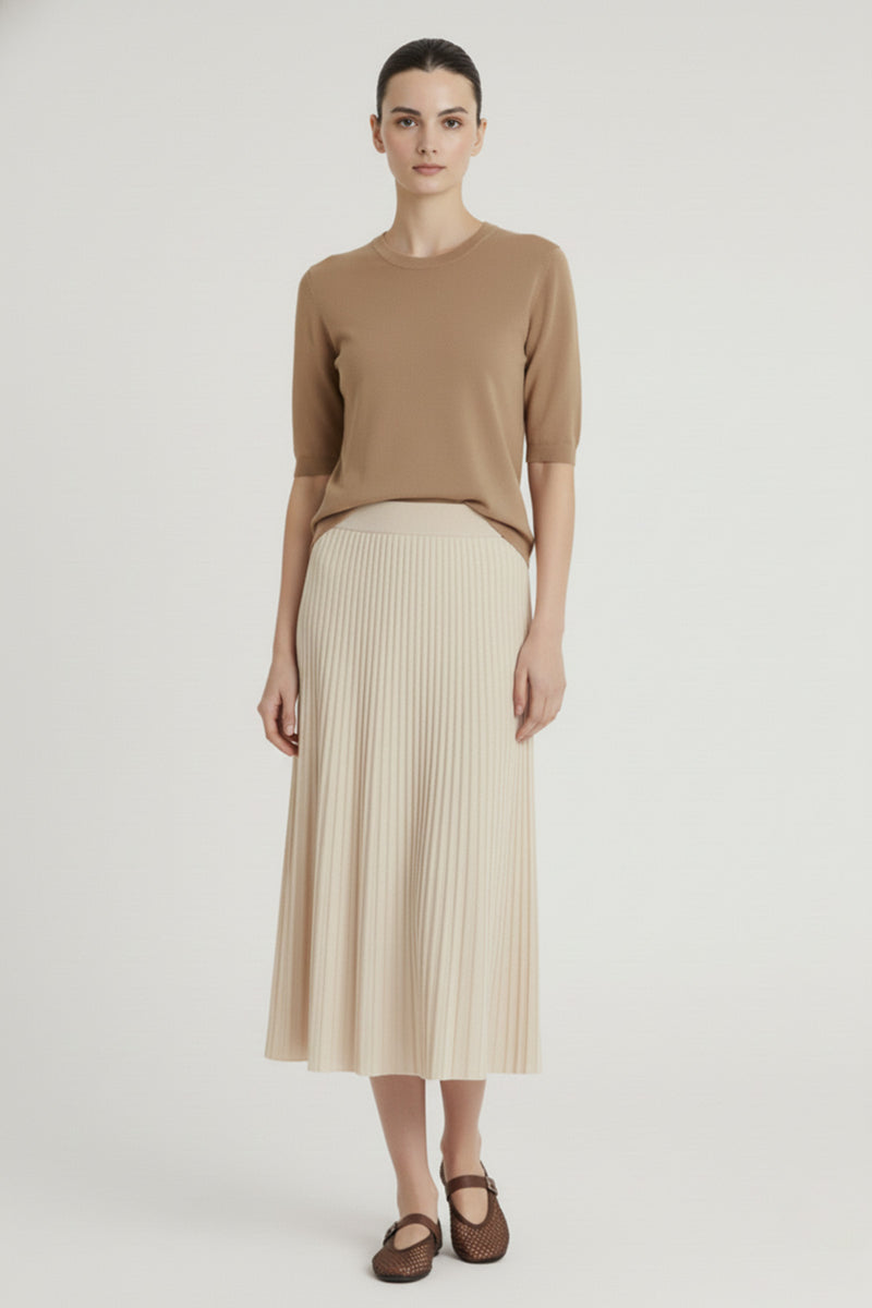 Ecru Fine Pleated Skirt