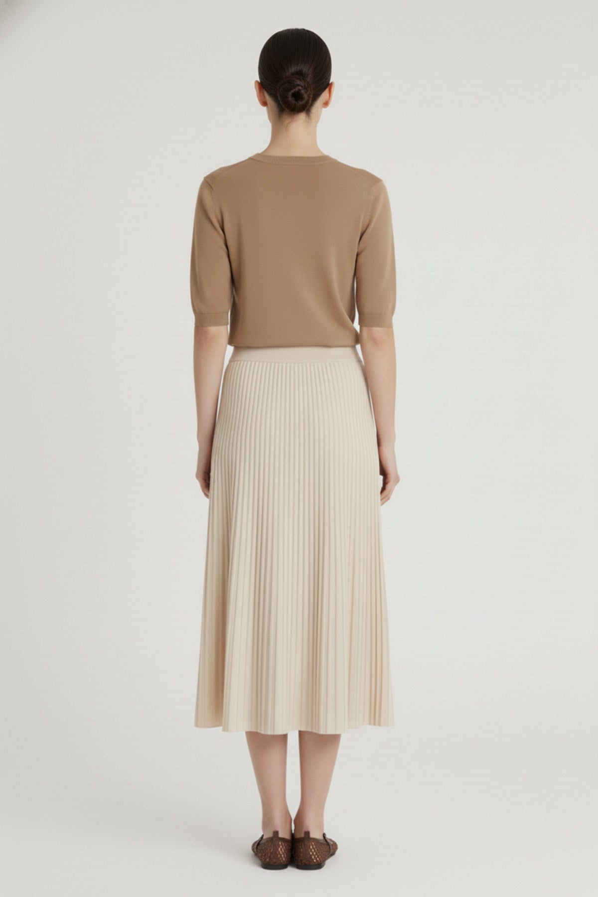 Ecru Fine Pleated Skirt