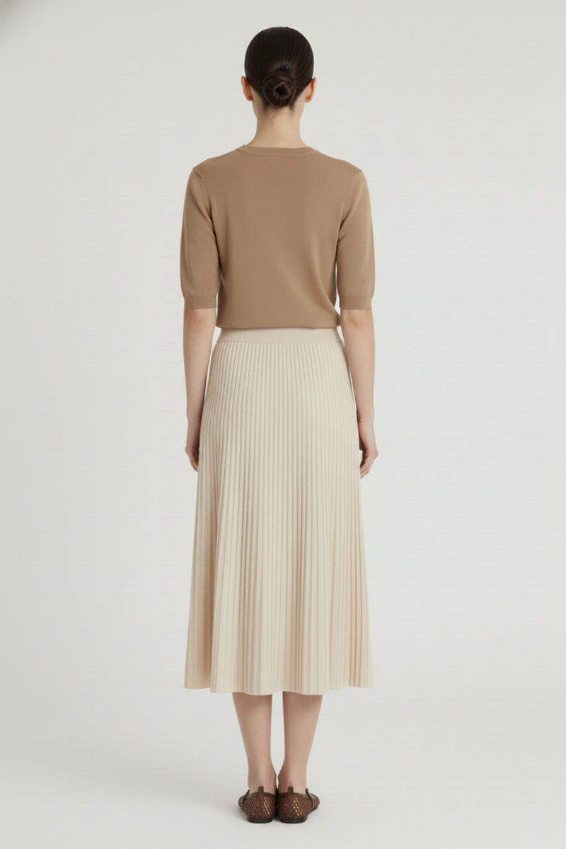 Ecru Fine Pleated Skirt