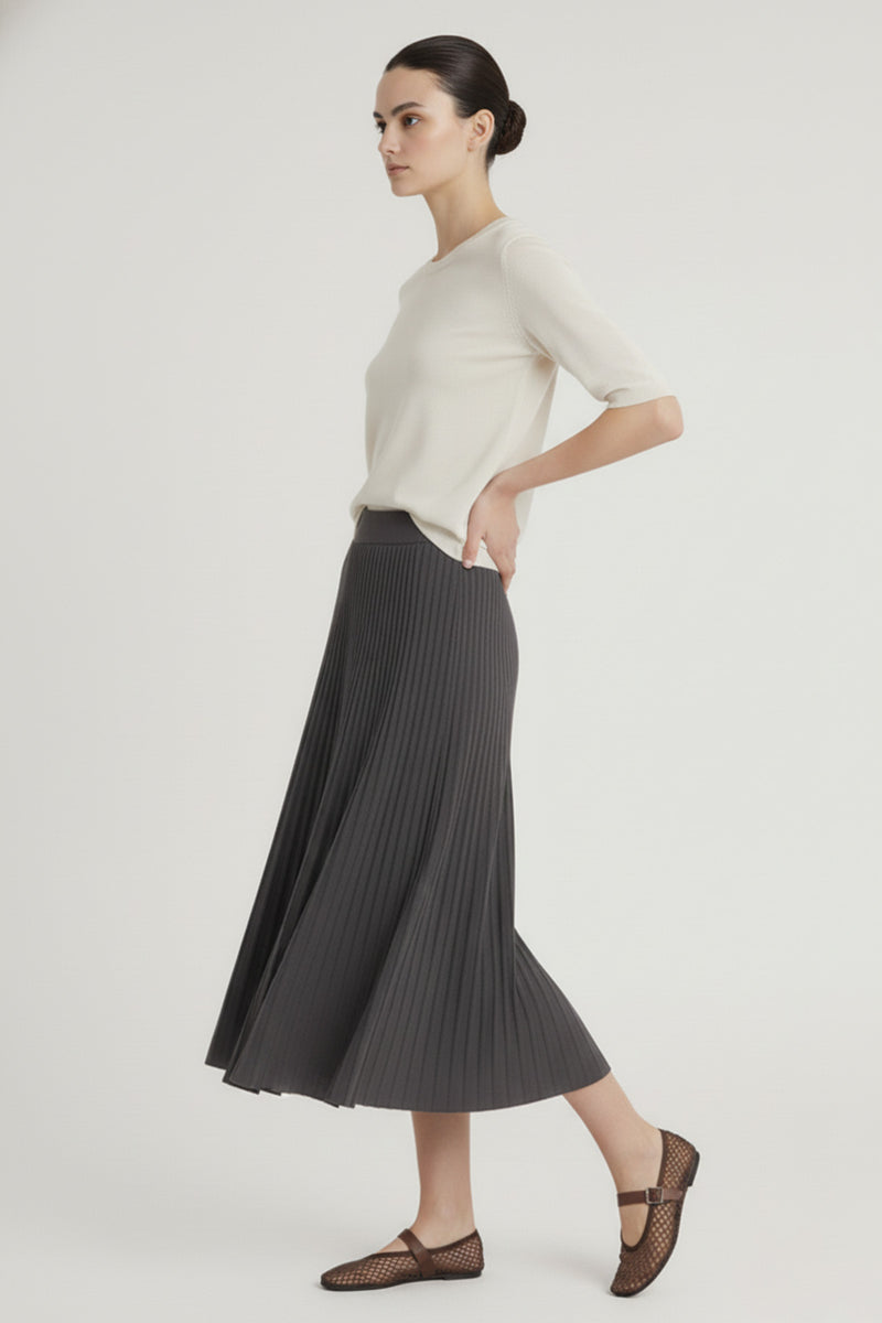Anthracite Fine Pleated Skirt