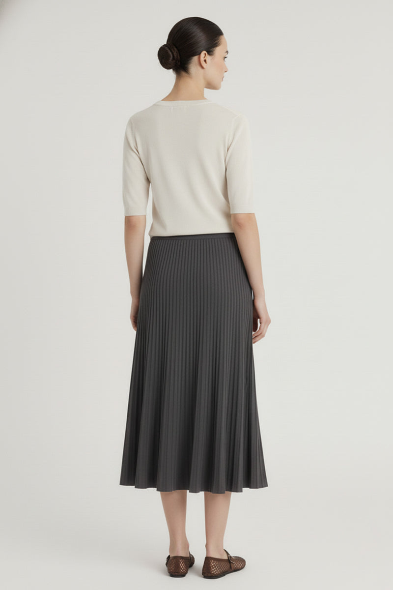 Anthracite Fine Pleated Skirt