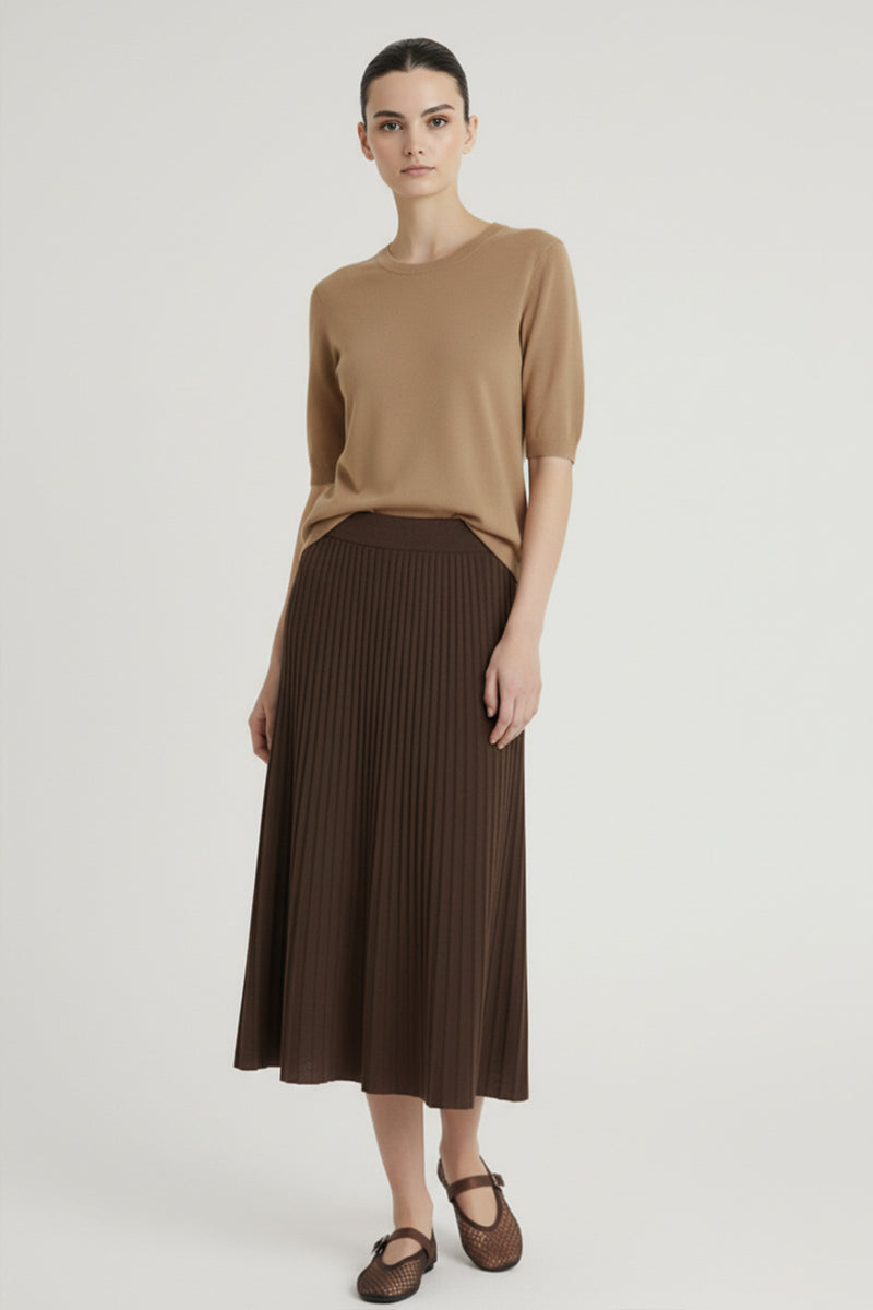Brown Pleated Skirt