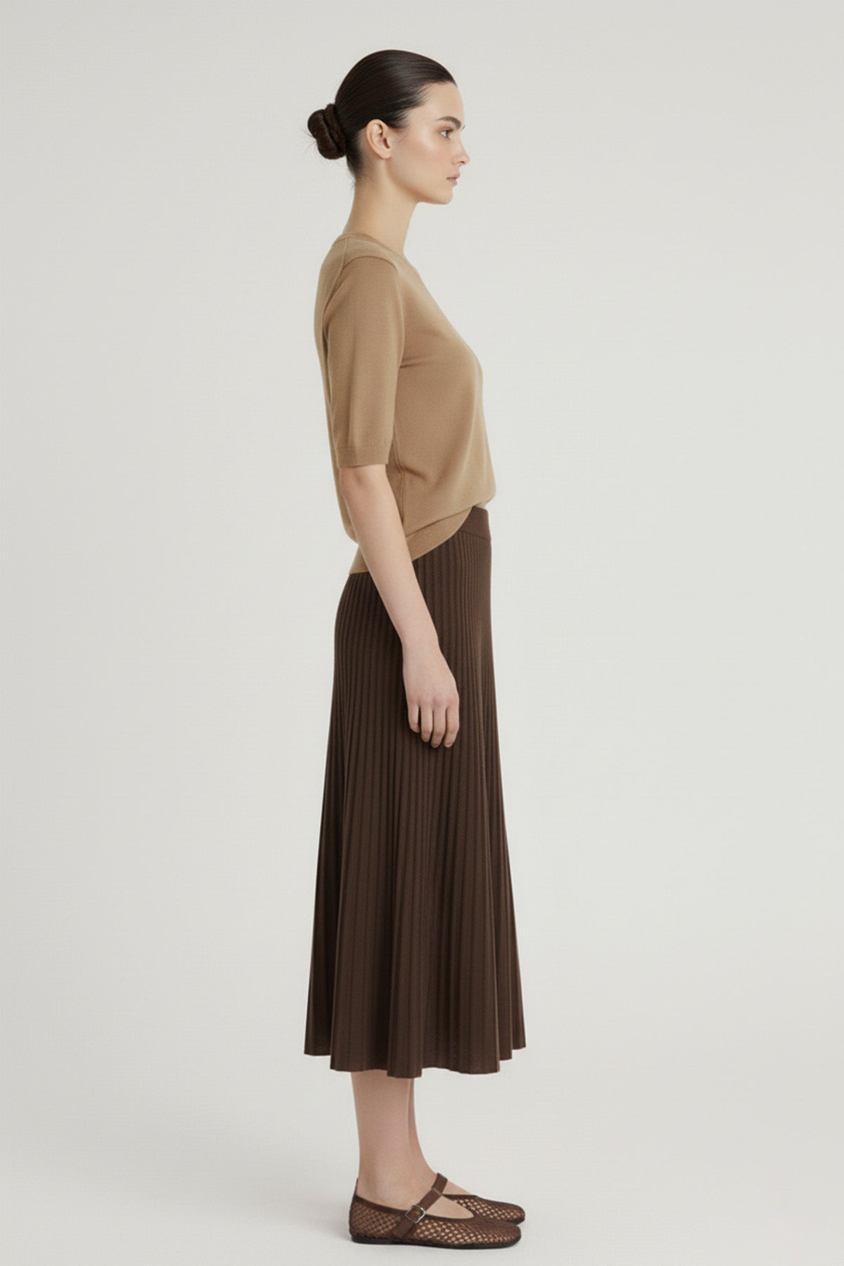 Brown Pleated Skirt