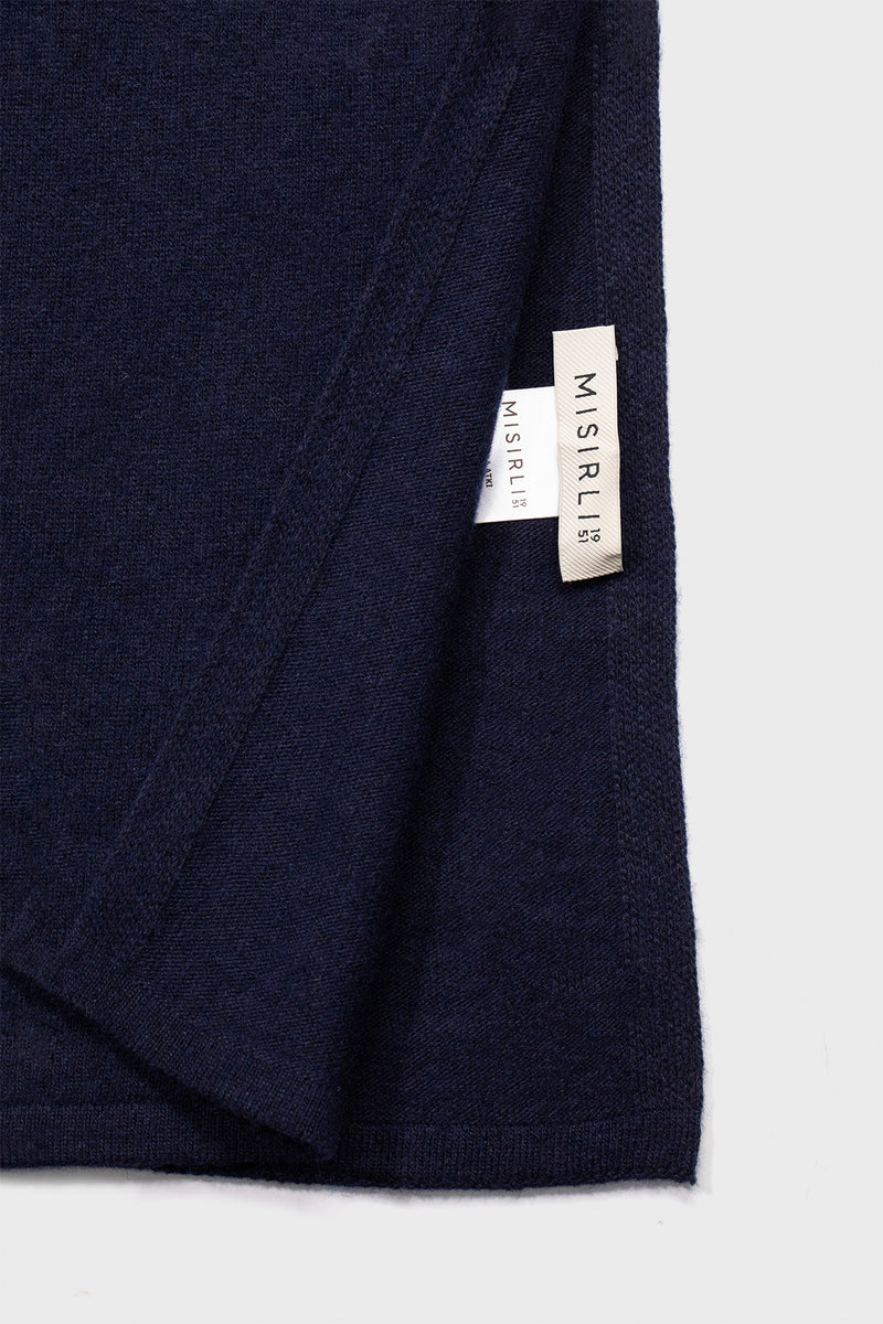 Navy Blue Cashmere and Wool Blend Scarf