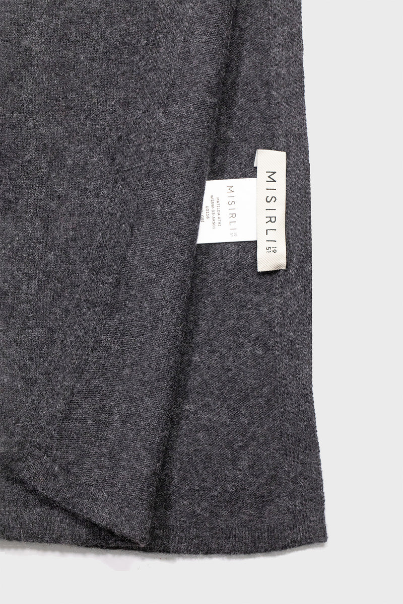 Dark Gray Cashmere and Wool Blend Scarf