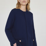 Women's Navy Blue Buttoned Jacket