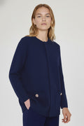 Women's Navy Blue Buttoned Jacket