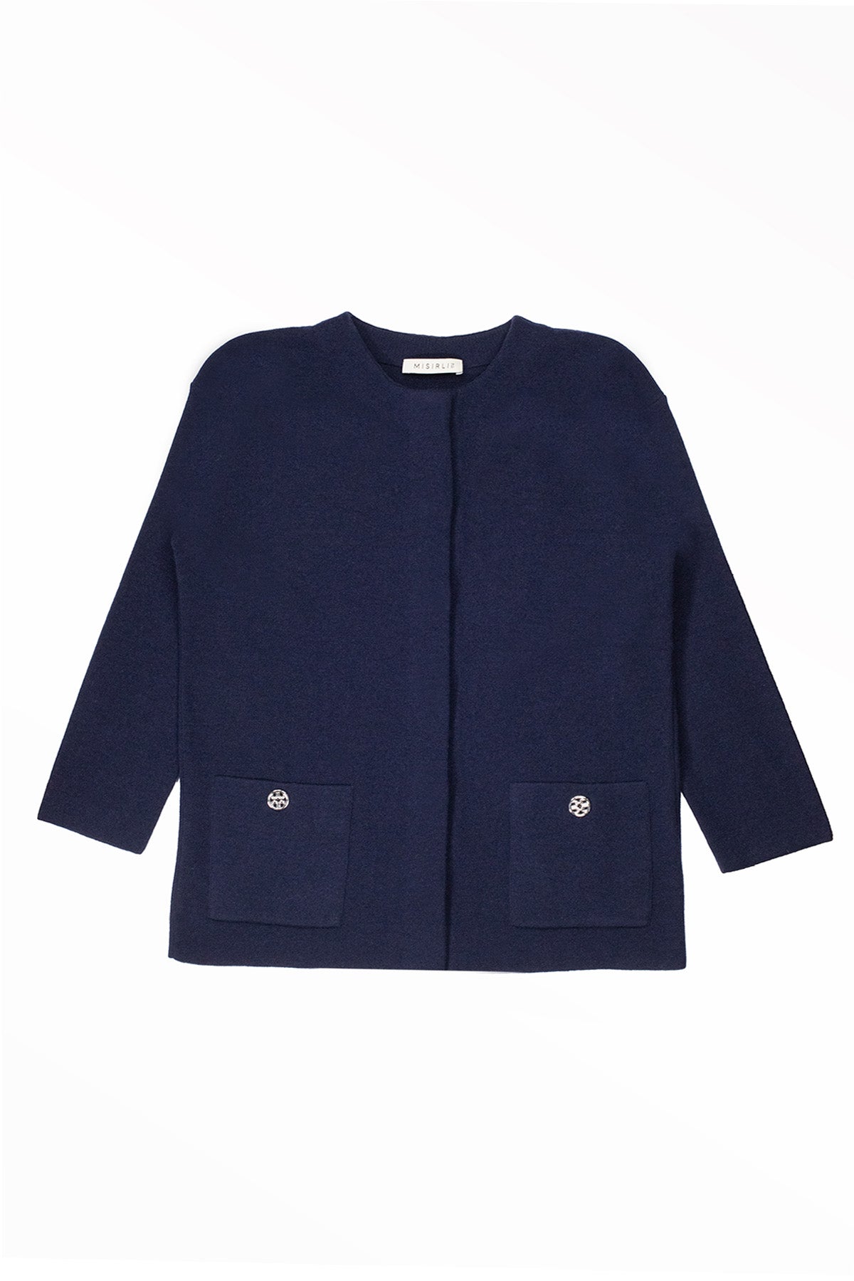 Women's Navy Blue Buttoned Jacket