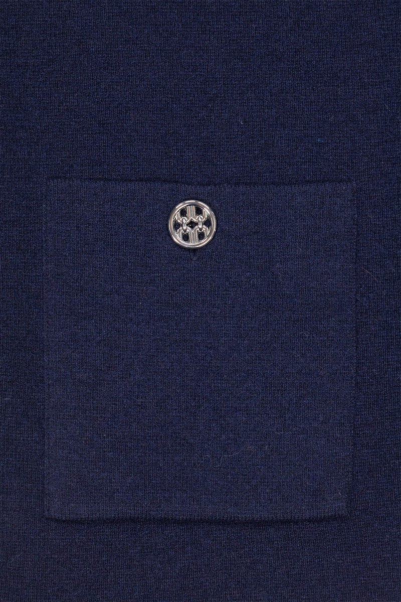 Women's Navy Blue Buttoned Jacket