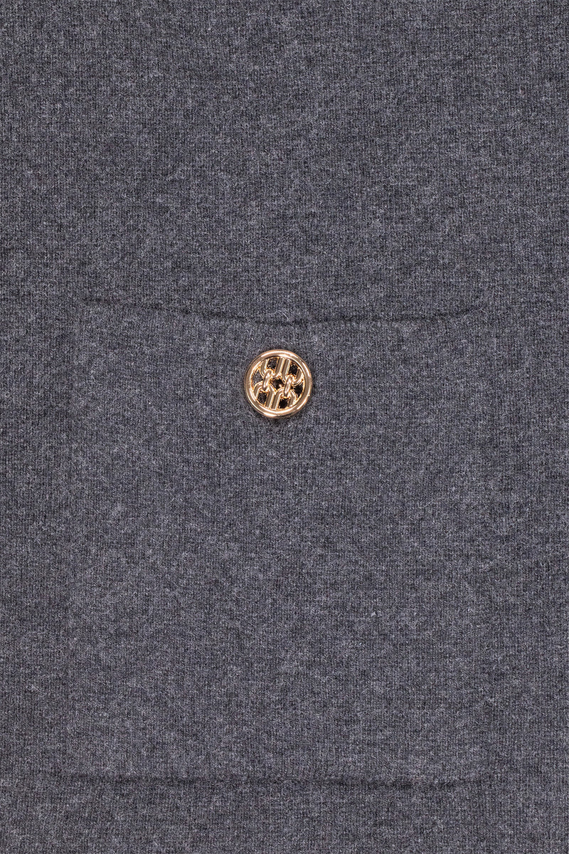 Dark Grey Pocket Button Women's Jacket