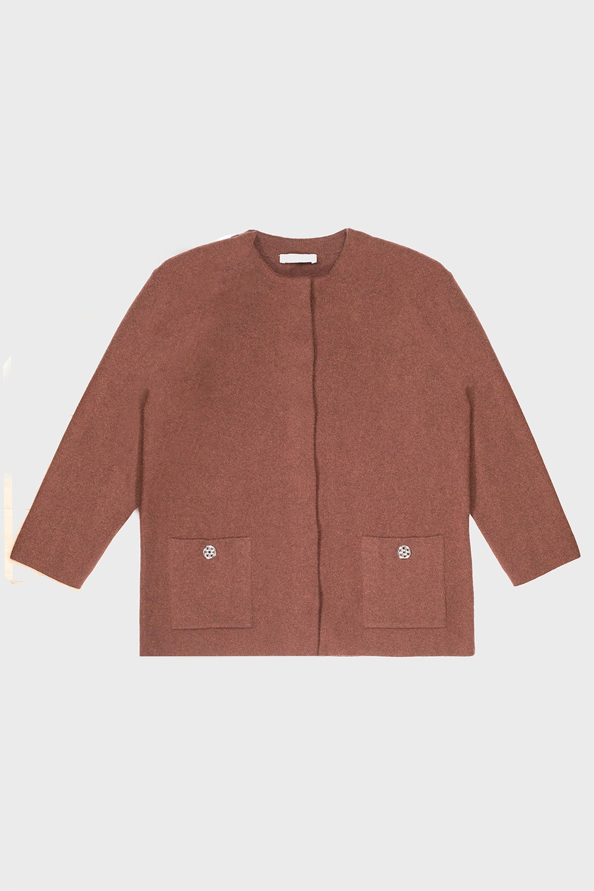 Brown Buttoned Pocket Women's Jacket