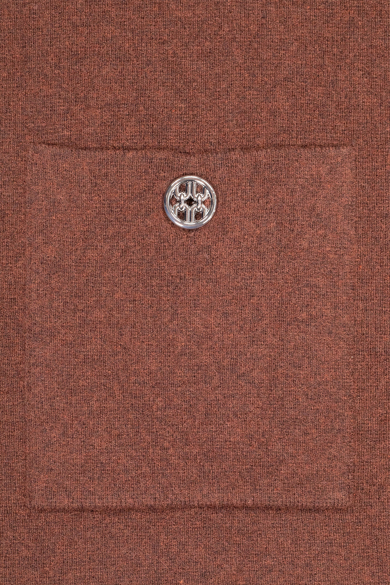 Brown Buttoned Pocket Women's Jacket