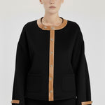 Women's Jacket with Black Amber Leather Details