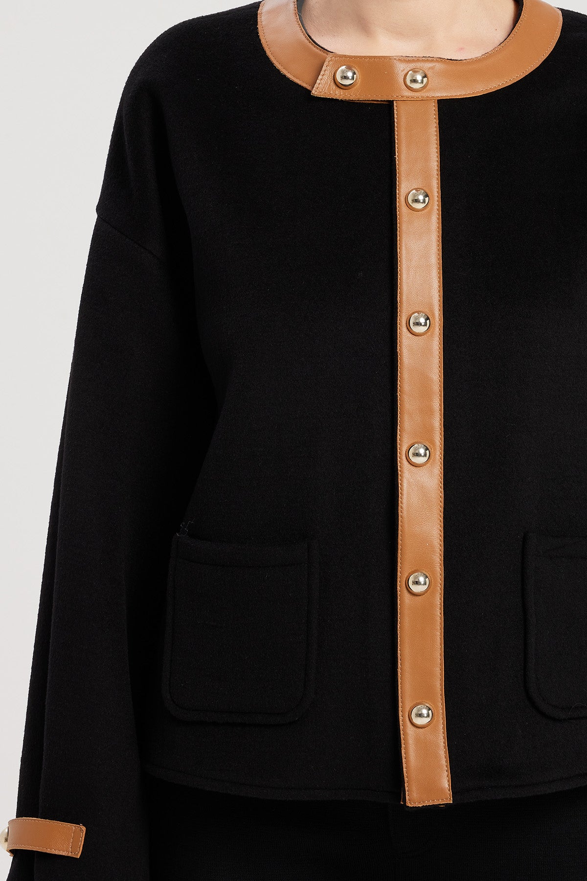 Women's Jacket with Black Amber Leather Details