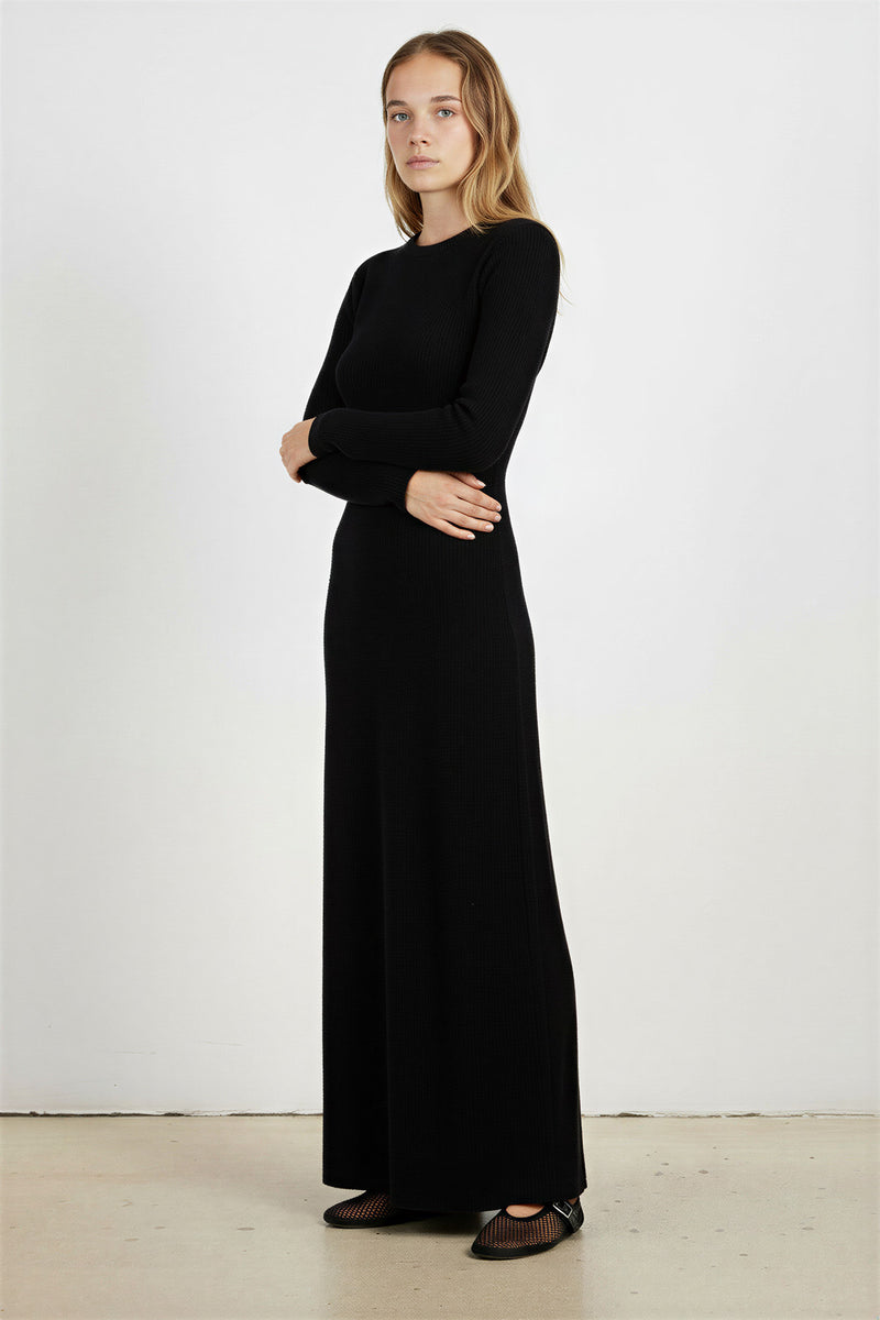 Black Thessaloniki Knit Long Dress