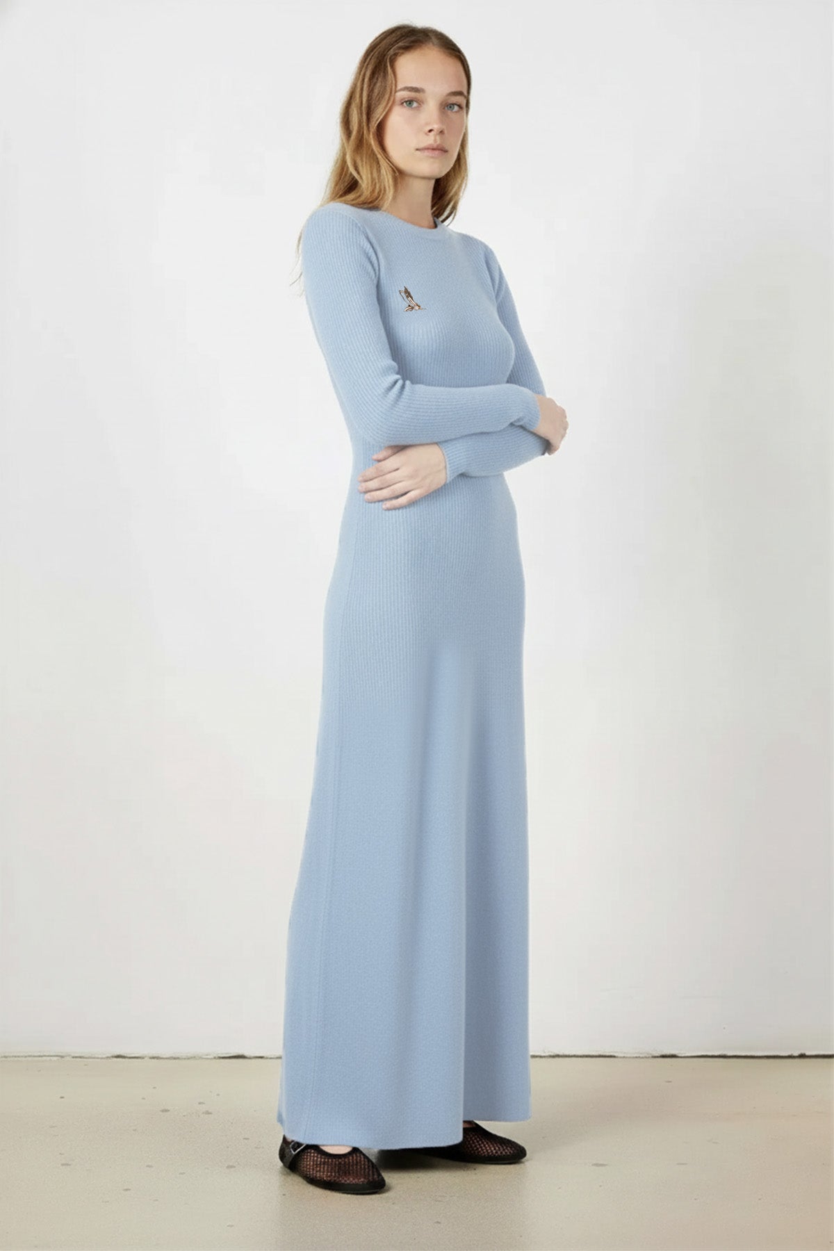 Baby Blue Thessaloniki Knit Long Dress