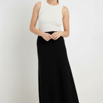 Black A-Line Knitted Long Skirt