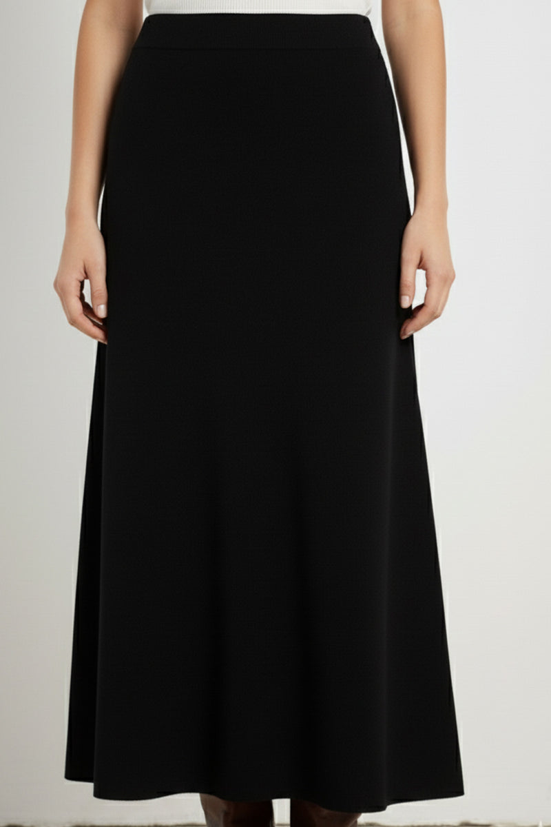 Black A-Line Knitted Long Skirt
