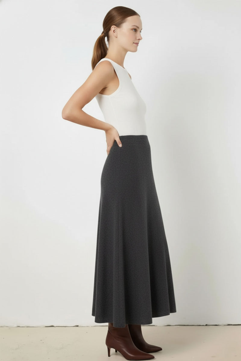 Dark Gray A-Line Knit Long Skirt
