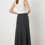 Dark Gray A-Line Knit Long Skirt